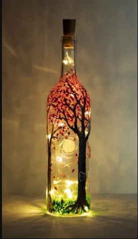 Paint/decorate wine bottles with fairy  lights with guidance from Melissa of Paint Party LI. 